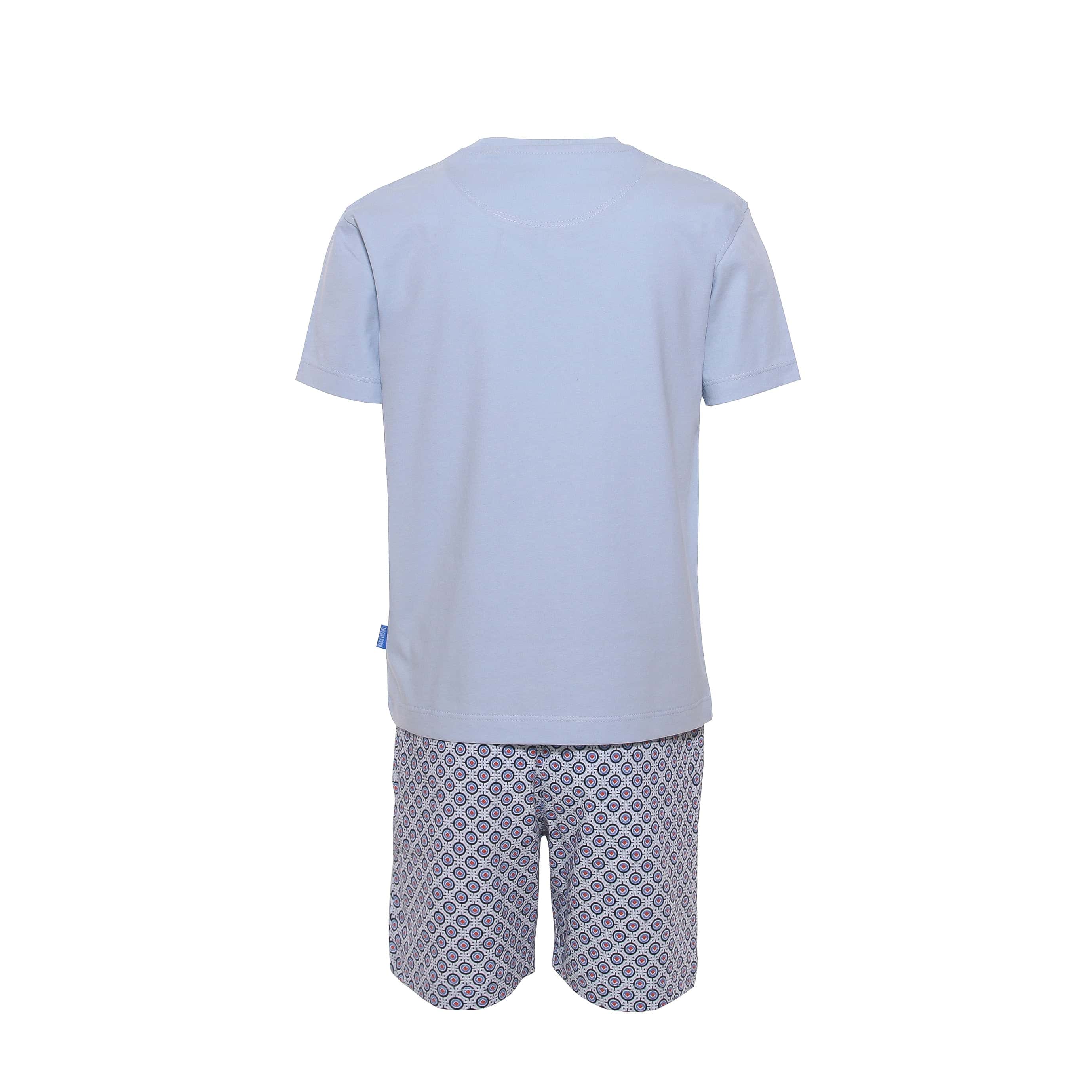 Boys Round neck short sleeve solid top w/ Circel design print short Pyjamas(bpj-48) - nagahomme