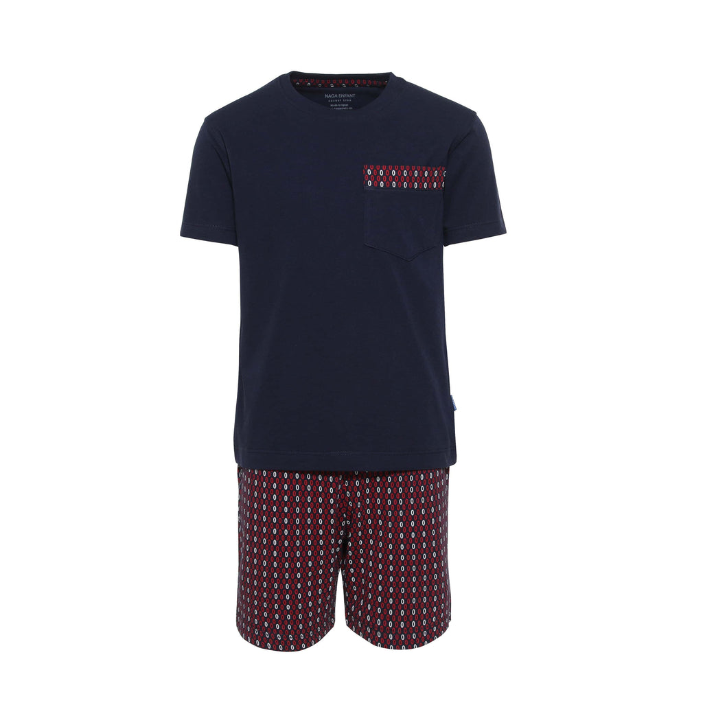 Boys Round neck short sleeve Solid top w/Oval Design print short pyjamas(bpj-50s) - nagahomme