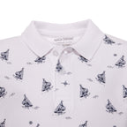 Boys Sailing boat print polo shirt with solid collar(87) - nagahomme