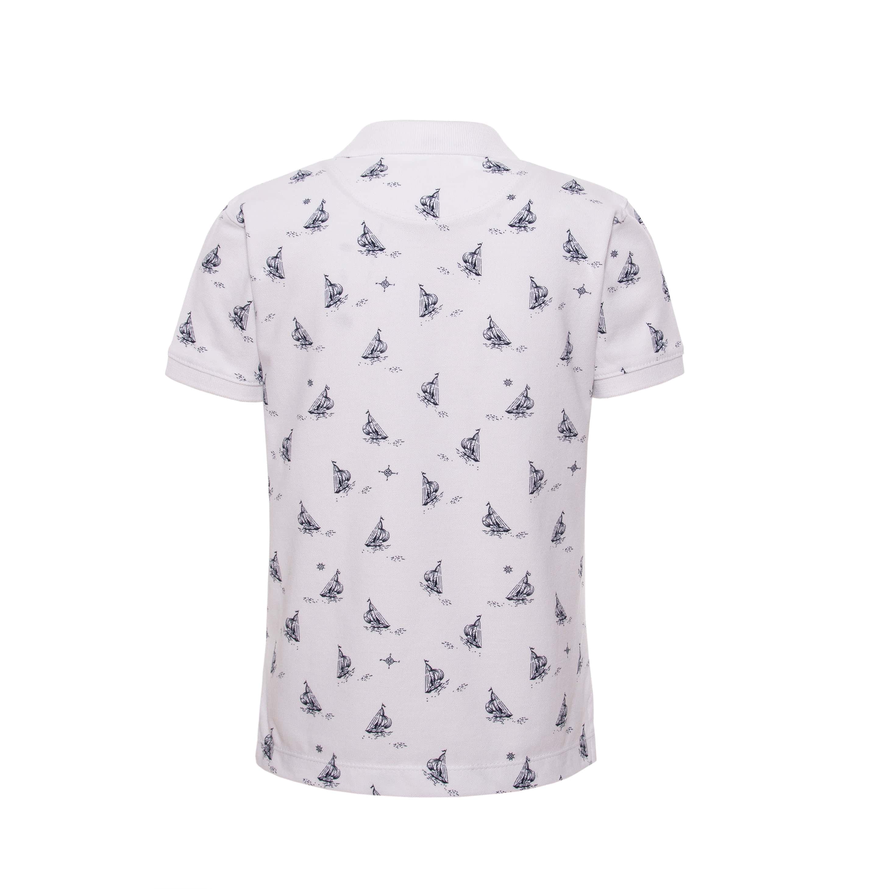 Boys Sailing boat print polo shirt with solid collar(87) - nagahomme