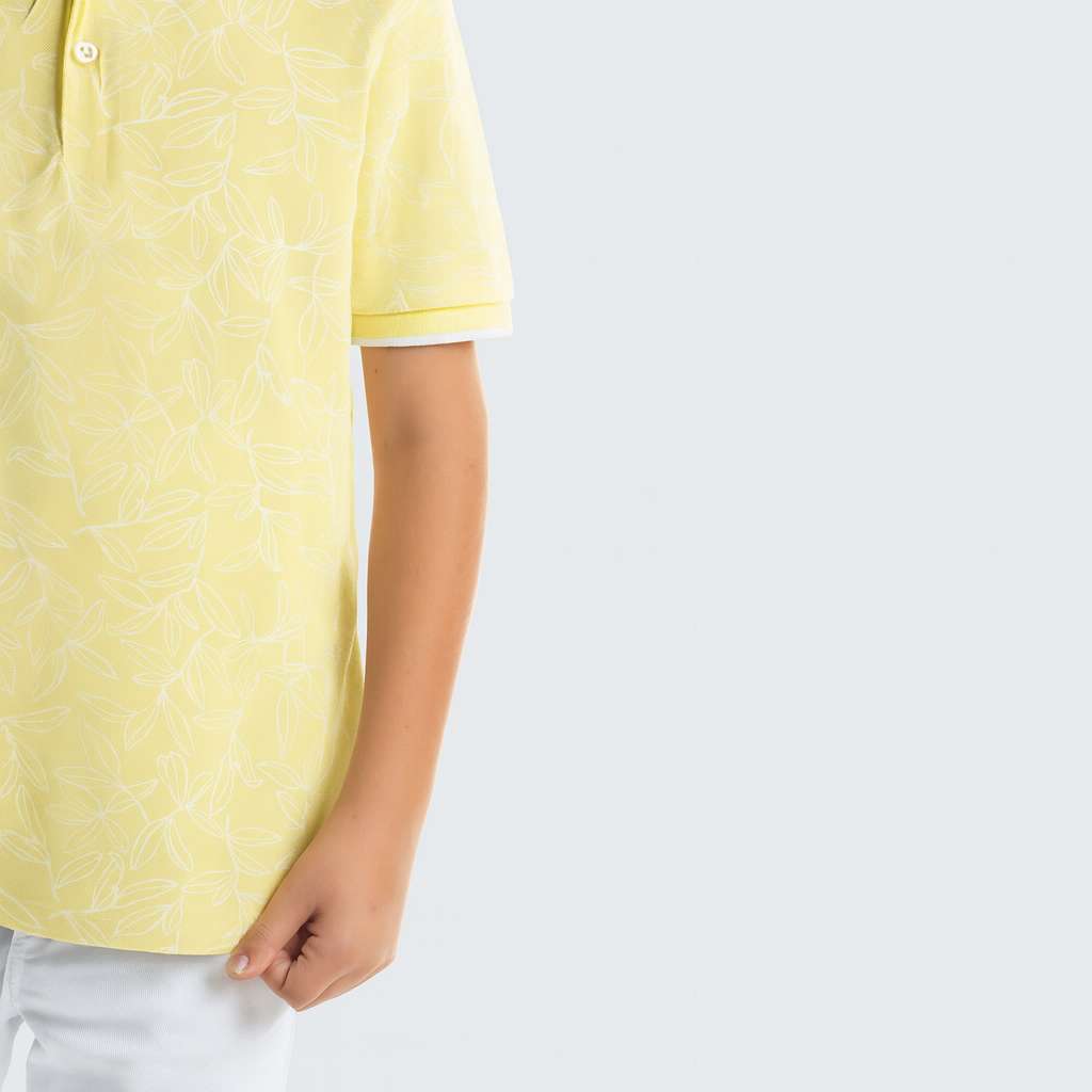Boys' Yellow Printed Polo-BPO-97S