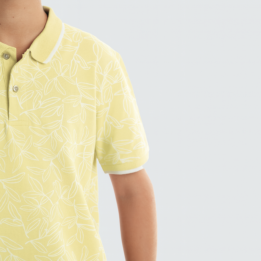 Boys' Yellow Printed Polo-BPO-97S - Naga Homme