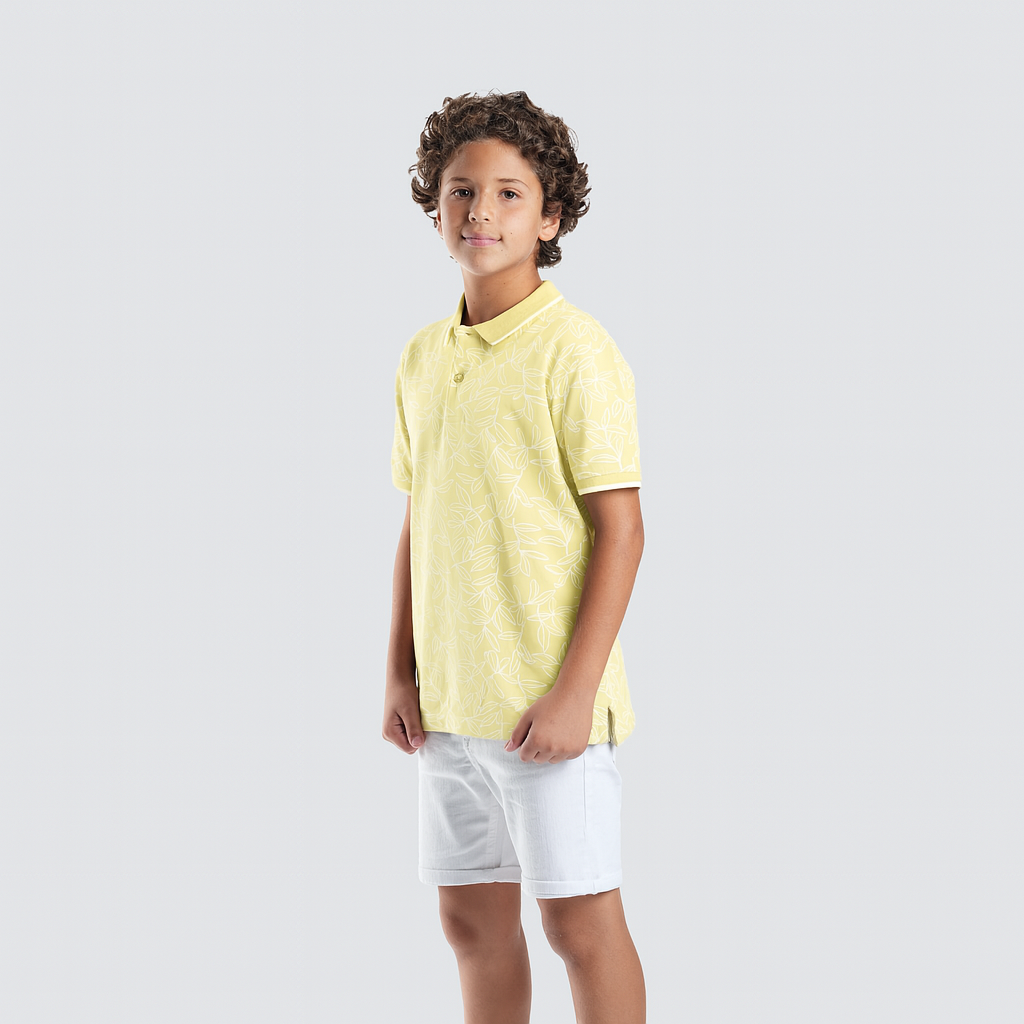 Boys' Yellow Printed Polo-BPO-97S Secondary image