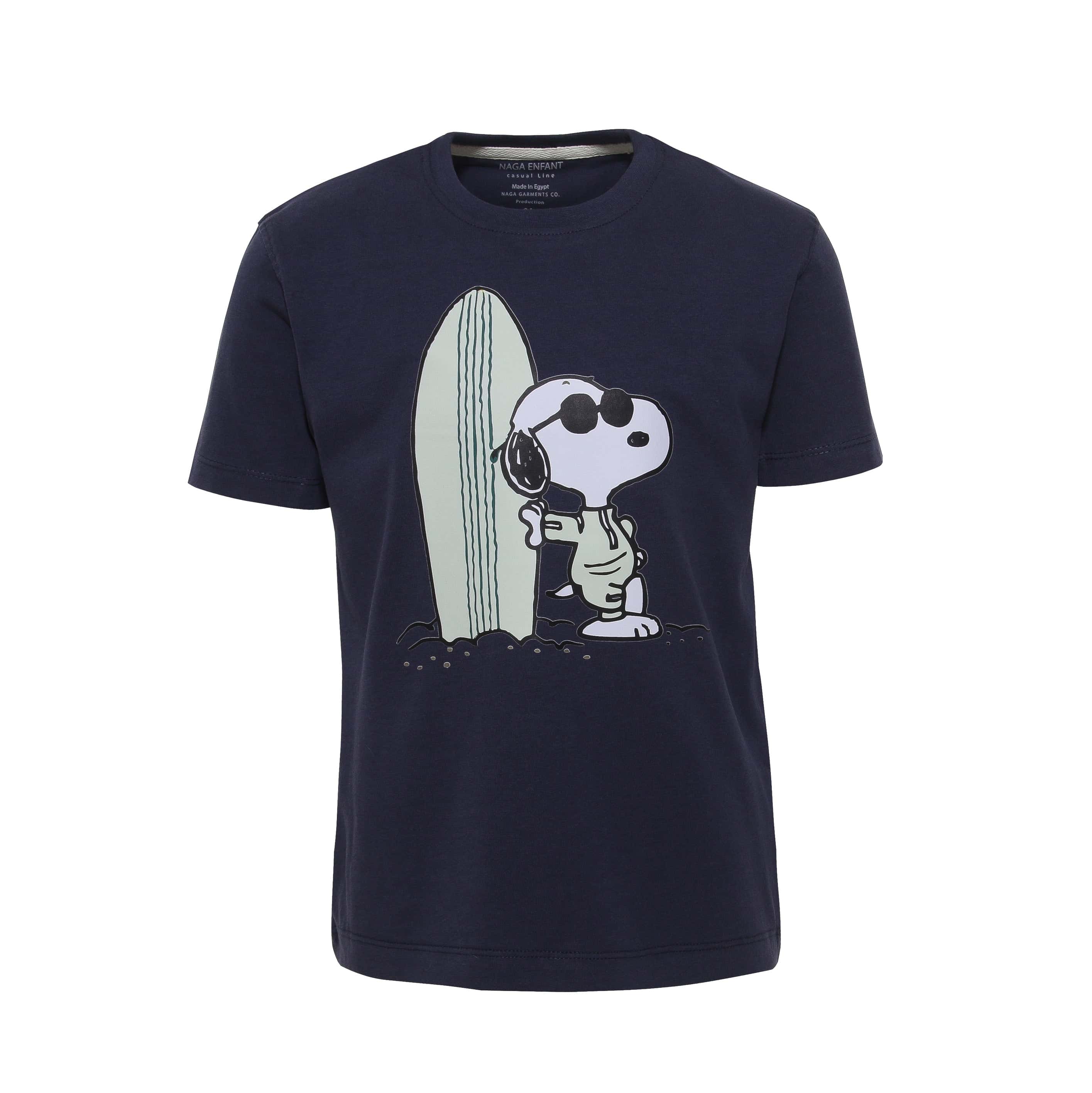 Boys T-shirt w/Snoopy by a surfing board chest Print-bts-43 - nagahomme Main image