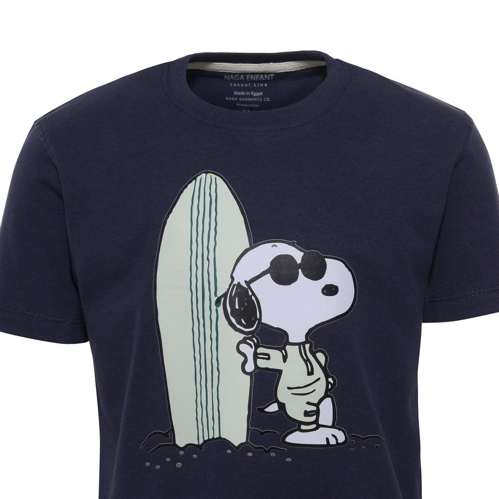 Boys T-shirt w/Snoopy by a surfing board chest Print-bts-43 - nagahomme