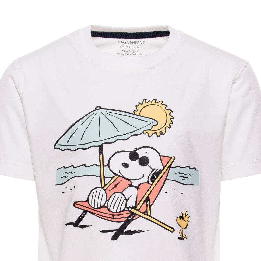 Boys T-shirt w/Snoopy by a surfing board chest Print-bts-45 - nagahomme