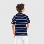 White*Navy Stripe T-shirt-BTS-46S - Naga Homme