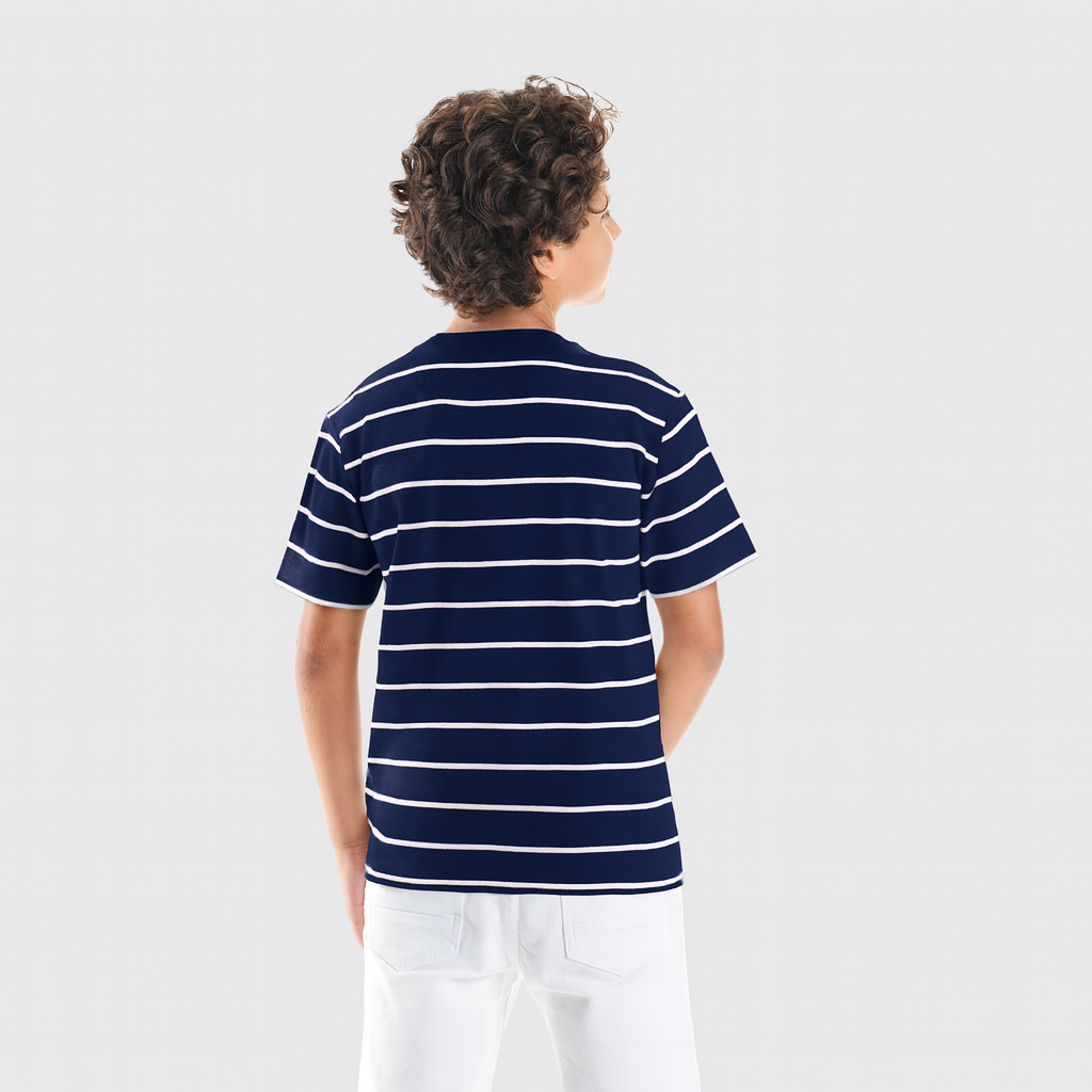 White*Navy Stripe T-shirt-BTS-46S - Naga Homme