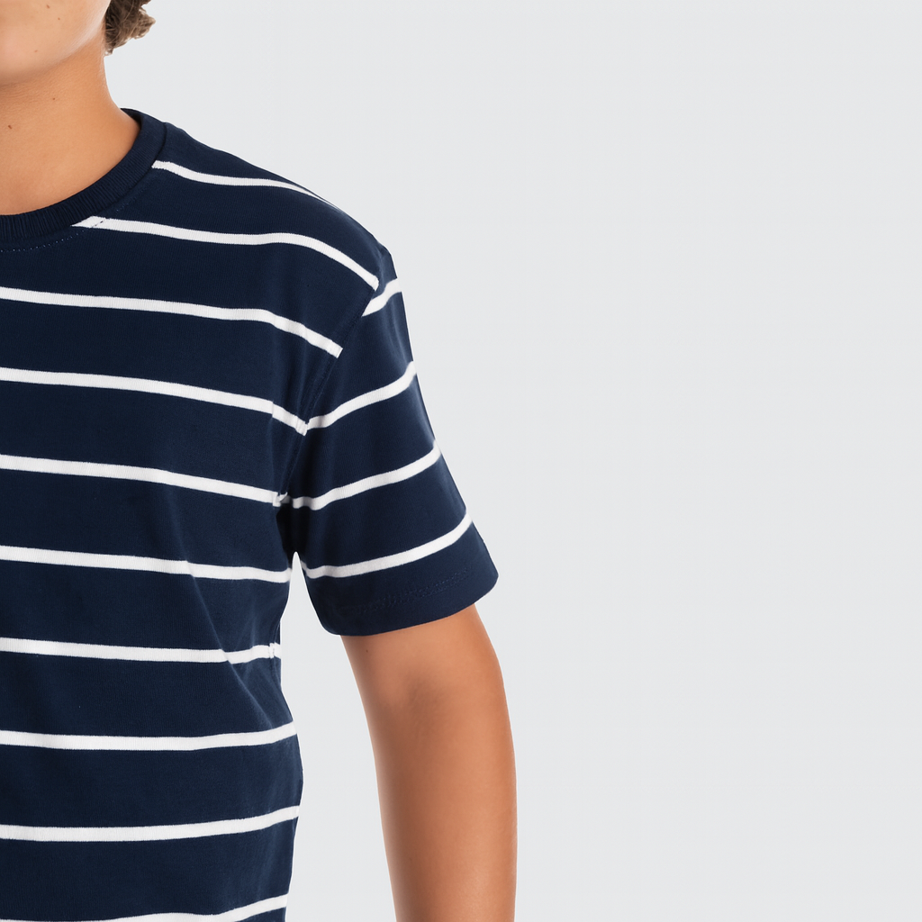 White*Navy Stripe T-shirt-BTS-46S Secondary image
