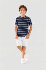White*Navy Stripe T-shirt-BTS-46S