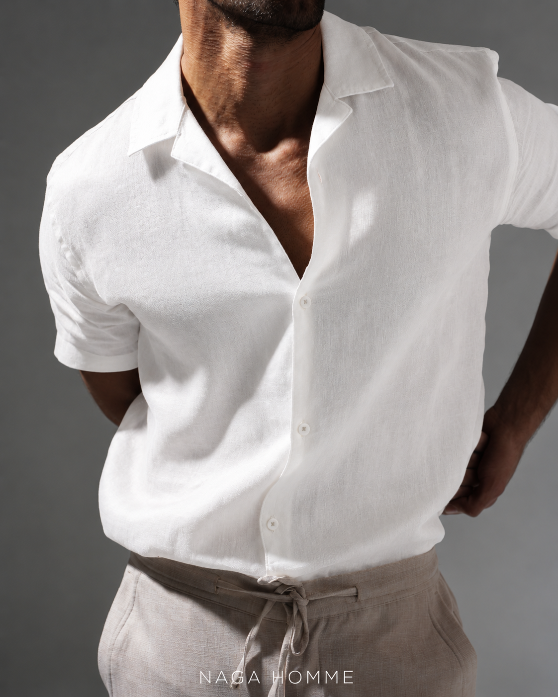 Short-Sleeve Linen Shirt(0194)