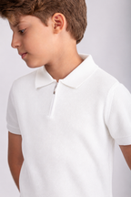 Boys Plain Knit Polo Shirt