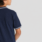 Boys' White Print Polo Shirt-BPO-95S