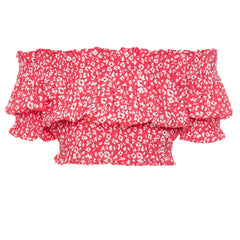 Girls Smoked Elastic Off Shoulder & Down Top - GBL-57S