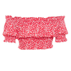 Girls Smoked Elastic Off Shoulder & Down Top - GBL-57S
