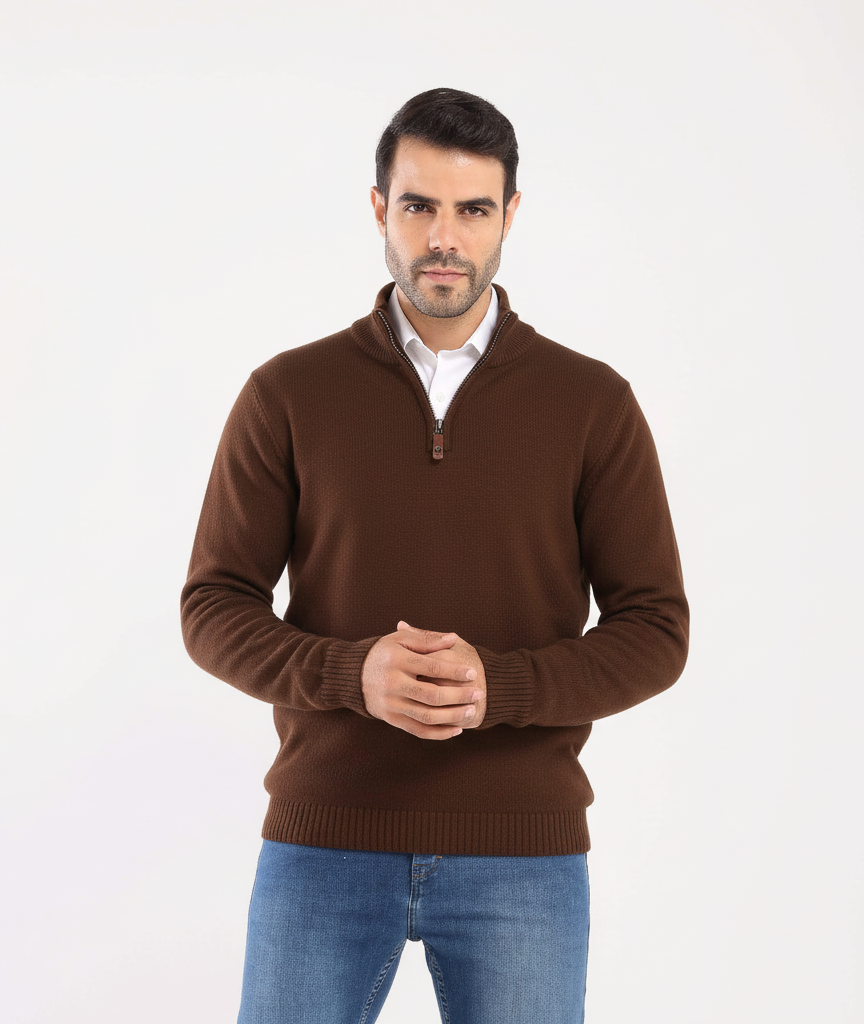 Men's Mock Neck Knit Pullover-MPLFSH-26