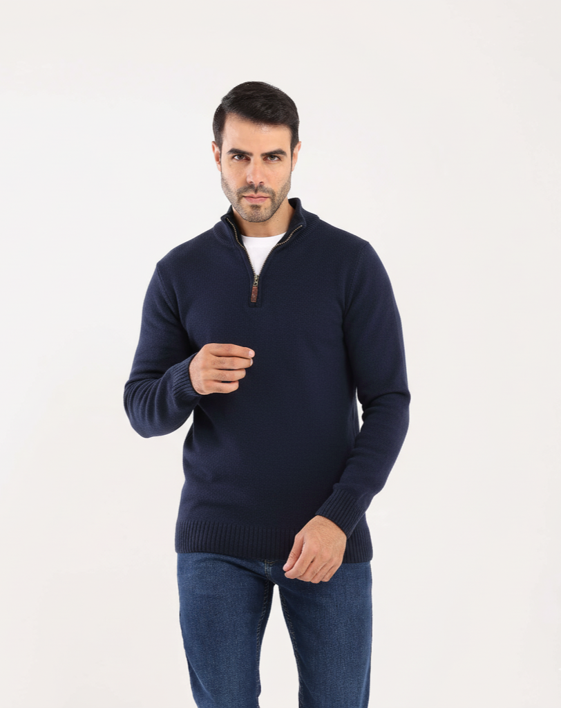 Men's Mock Neck Knit Pullover-MPLFSH-26