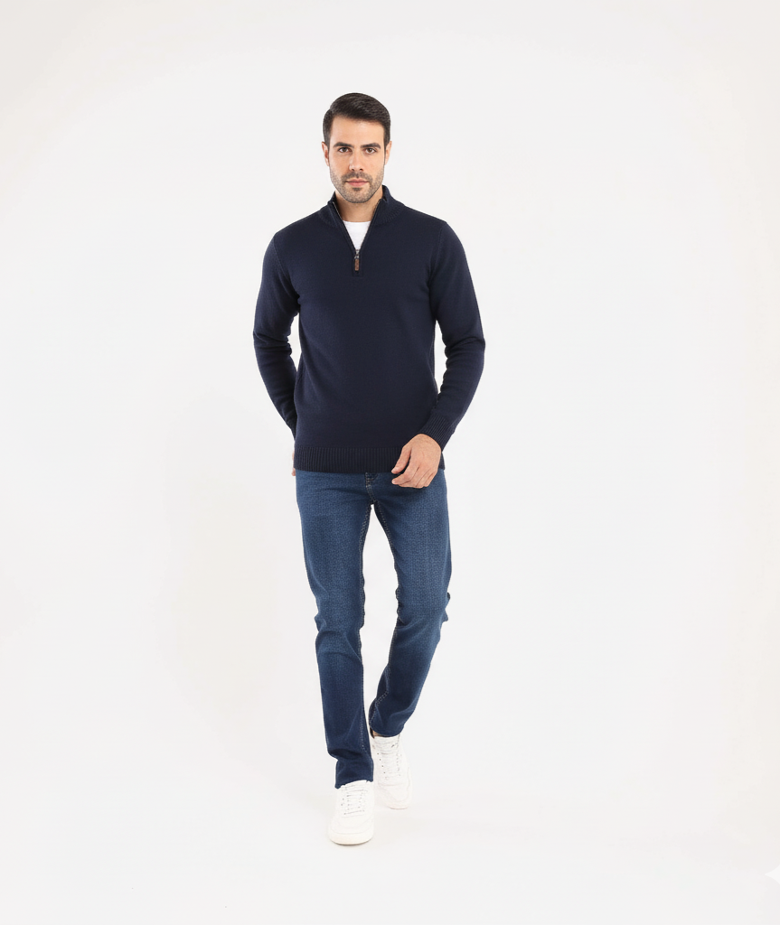 Men's Mock Neck Knit Pullover-MPLFSH-26