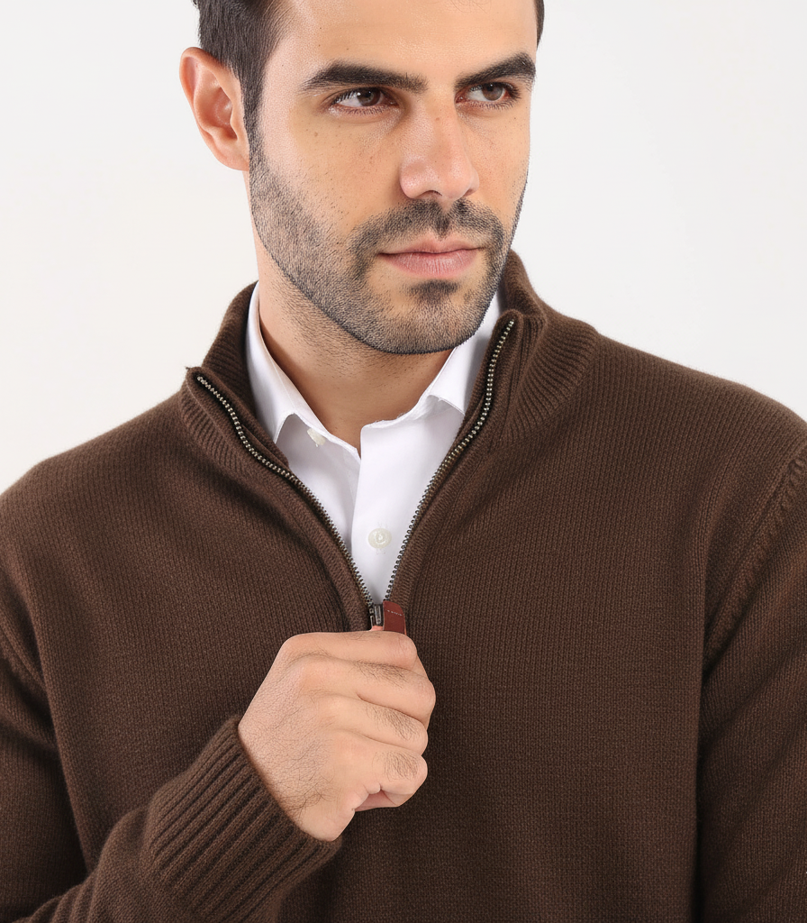 Men's Mock Neck Knit Pullover-MPLFSH-26