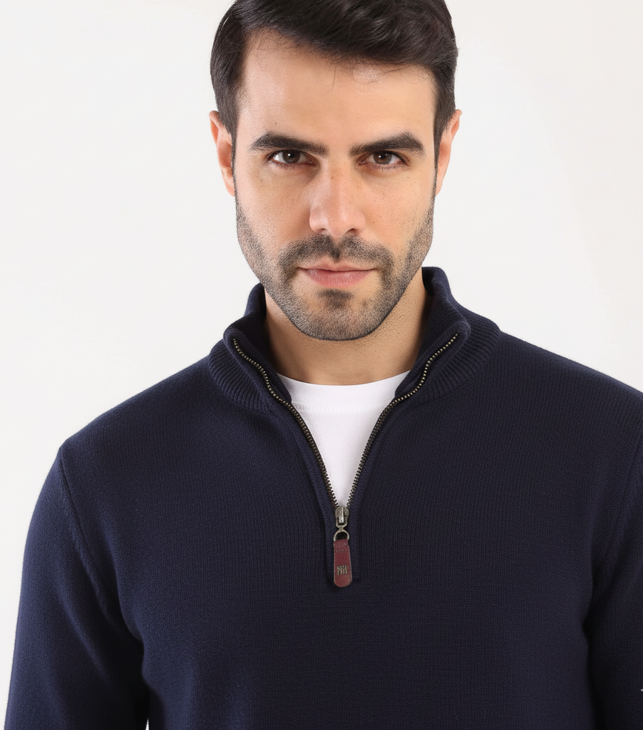 Men's Mock Neck Knit Pullover-MPLFSH-26