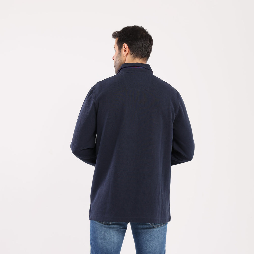Navy Polo Collar Sweatshirt MSW-67W