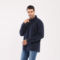 Navy Polo Collar Sweatshirt MSW-67W