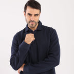Navy Polo Collar Sweatshirt MSW-67W