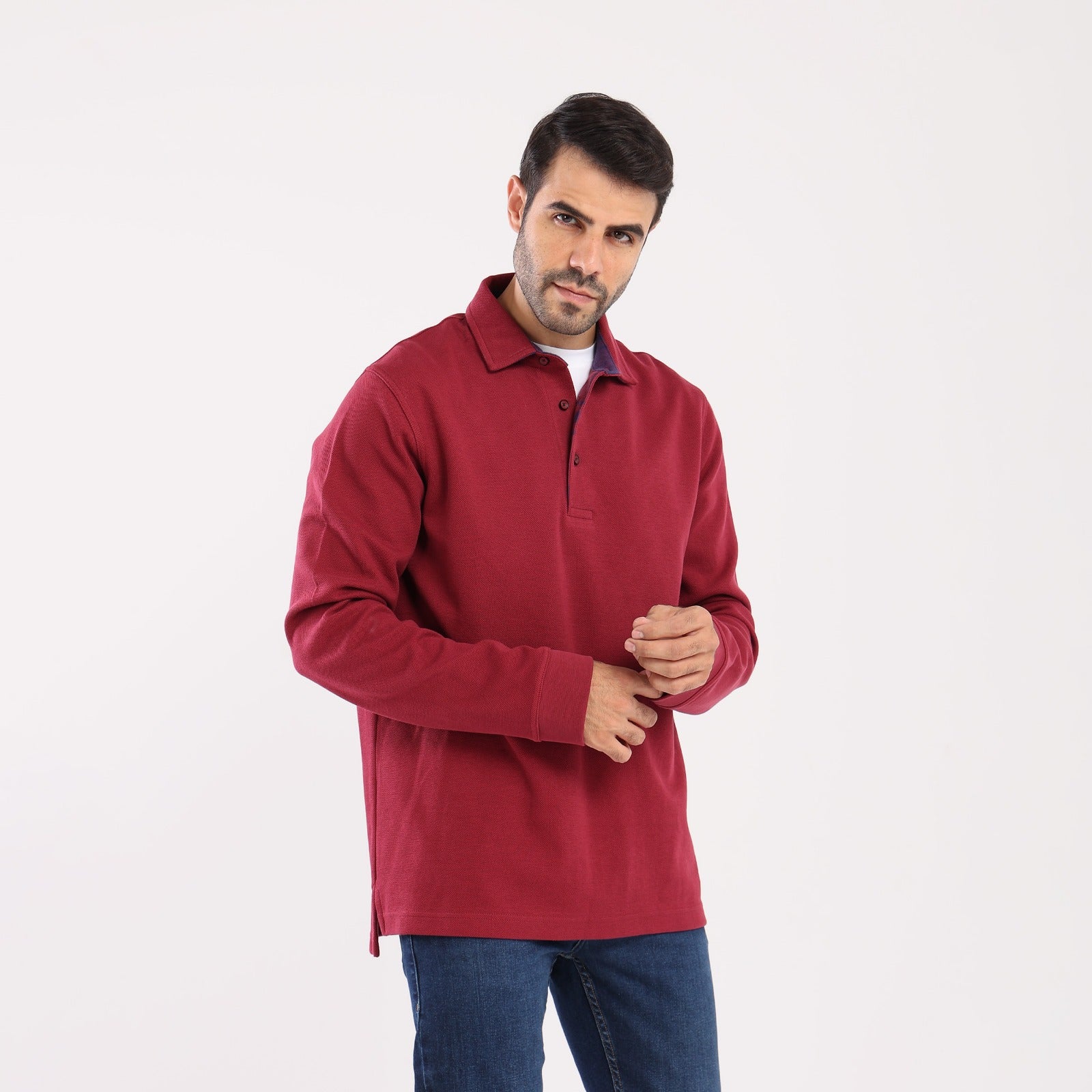 Red Sweatshirt with with a polo collar (MSW-67W)