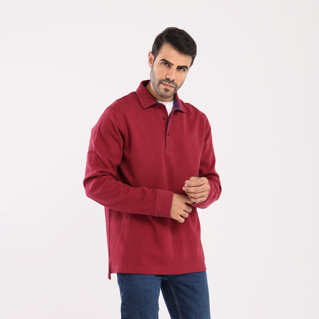Red Sweatshirt with with a polo collar (MSW-67W)