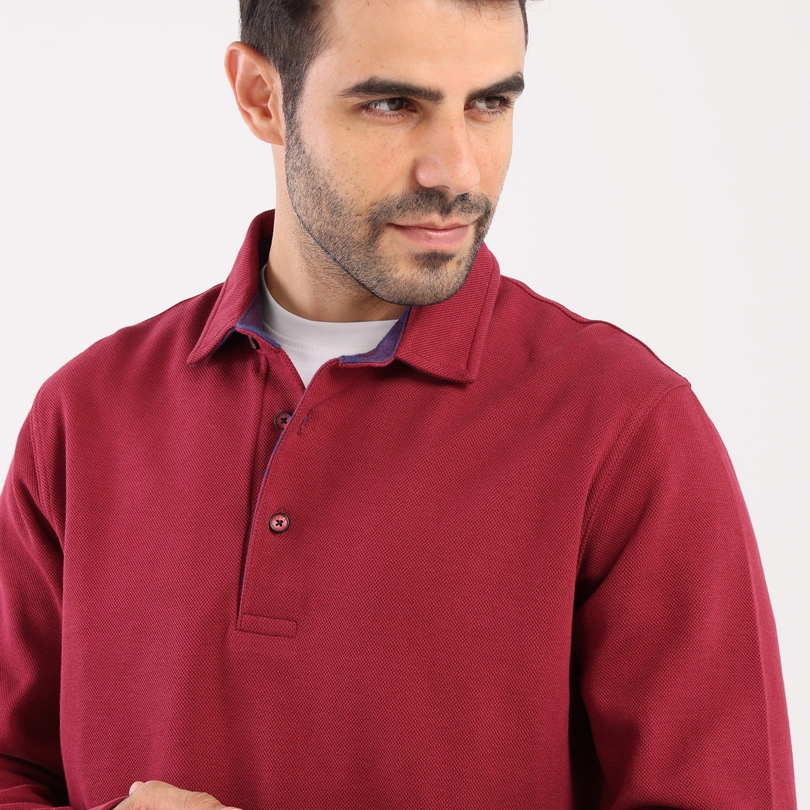 Red Sweatshirt with with a polo collar (MSW-67W)