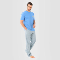 بيجامة نص كم ازرق فاتح