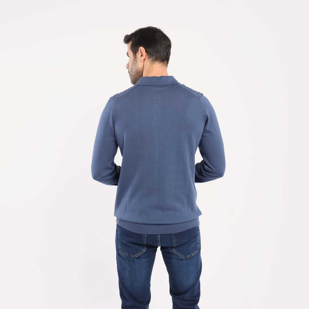 Indigo Pullover Polo Cable Long Sleeve - MPLBSC-87 - nagahomme