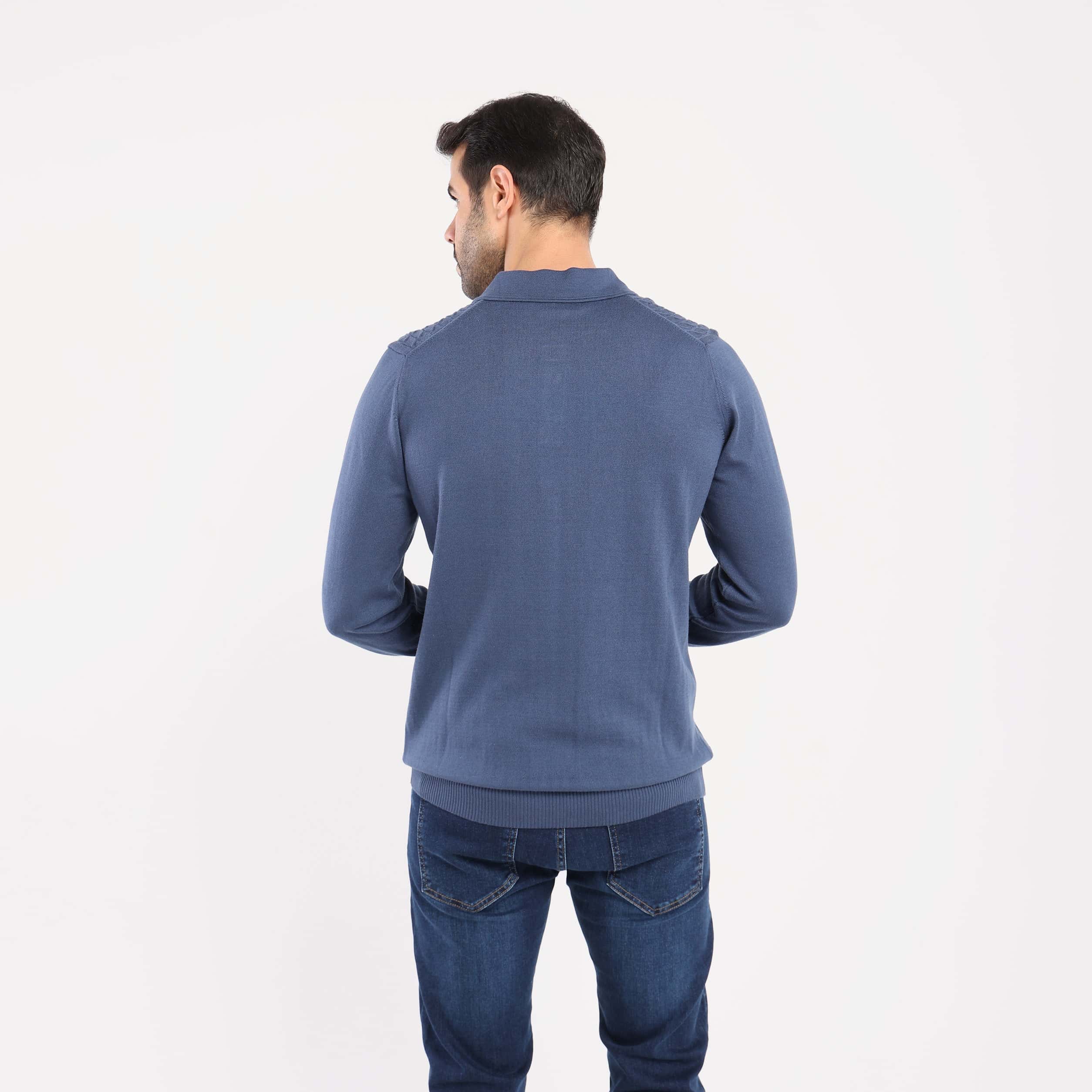 Indigo Pullover Polo Cable Long Sleeve - MPLBSC-87 - nagahomme