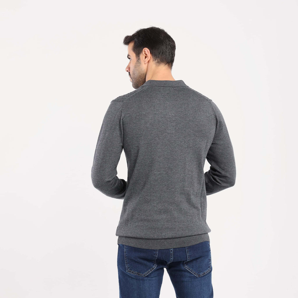 Charcoal chanee Pullover Polo Cable Long Sleeve - MPLBSC-87 - nagahomme