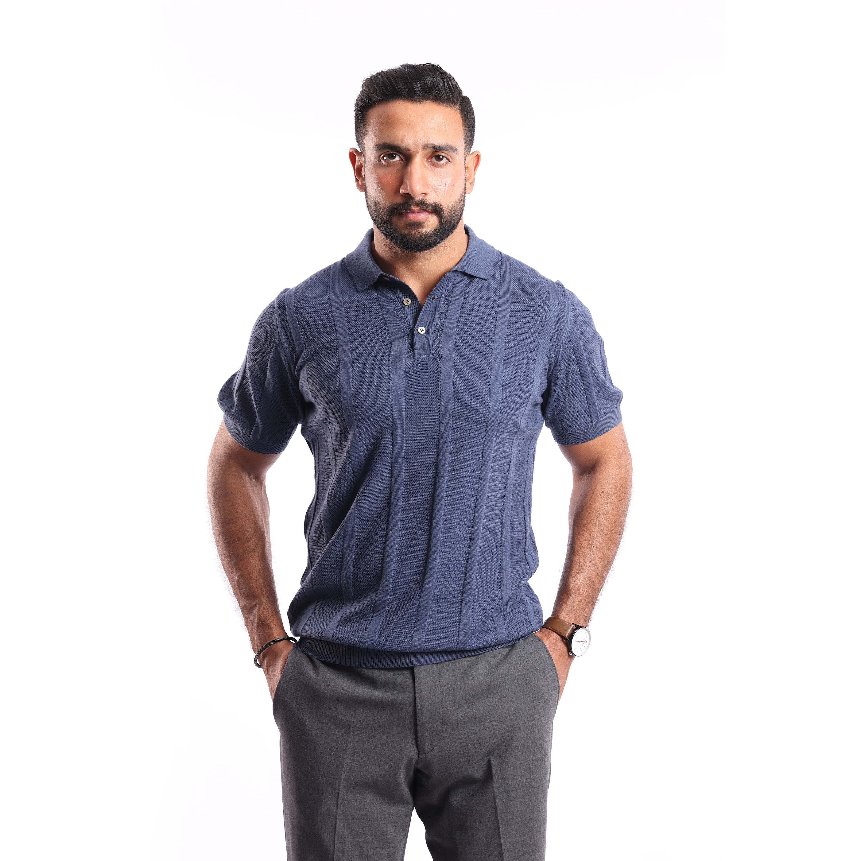 Indigo Short Sleeves Polo - MPO132 - nagahomme Main image