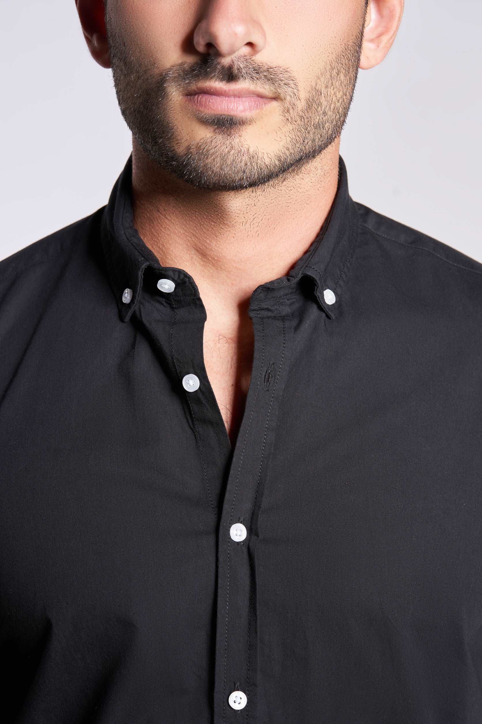 Black long sleeves men's shirts slim fit (679)