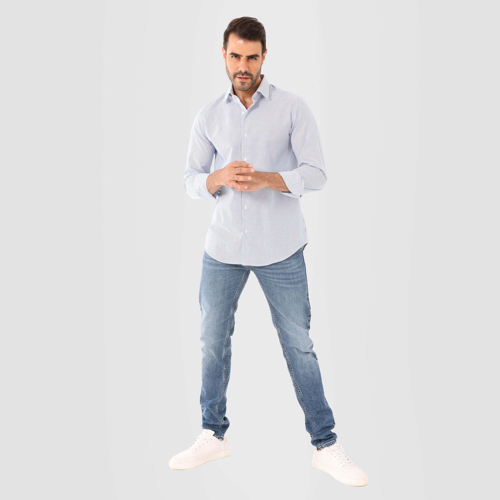 White*Light Blue Classic Shirt - MSH956 - Naga Homme
