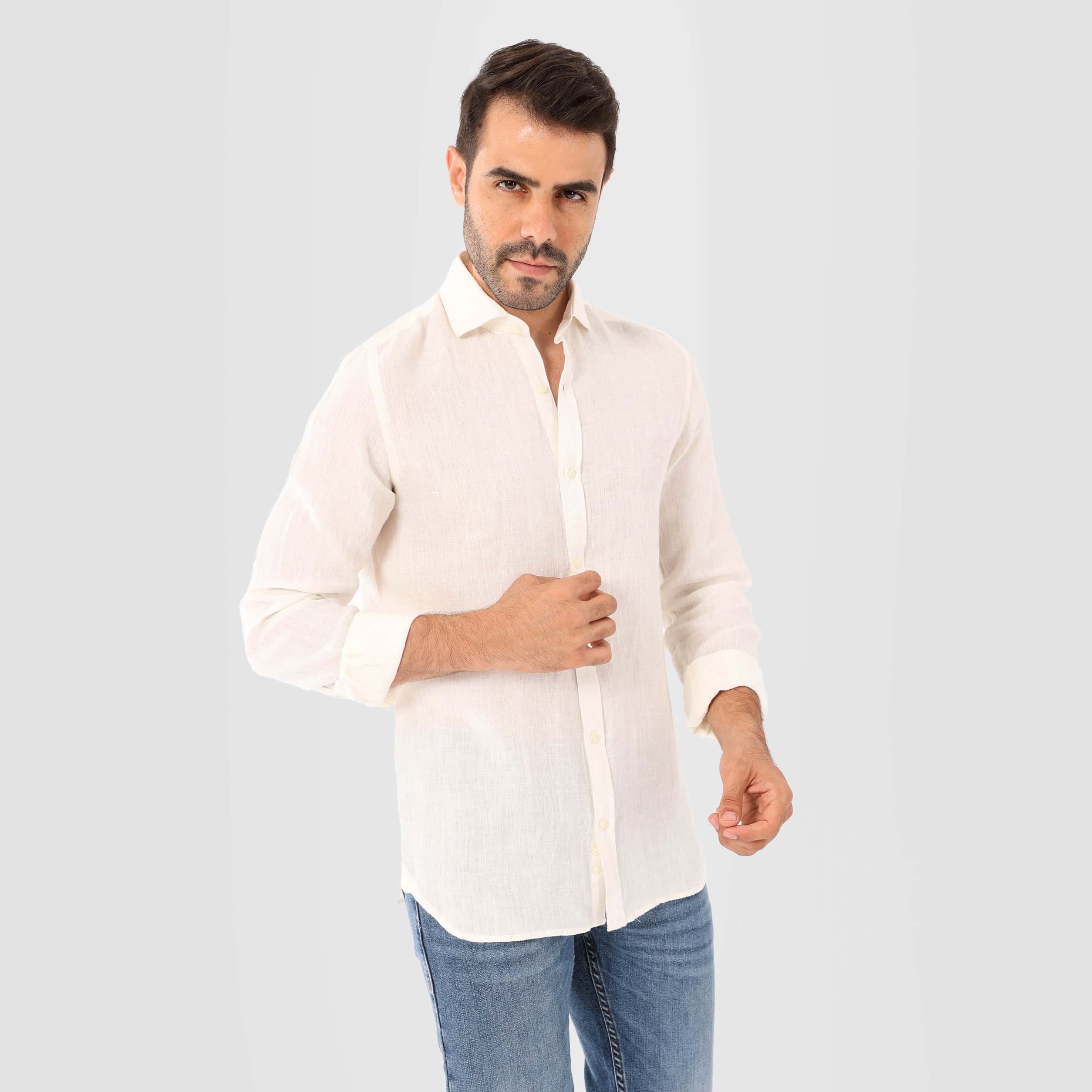 Off White Linen Shirt(995) - nagahomme