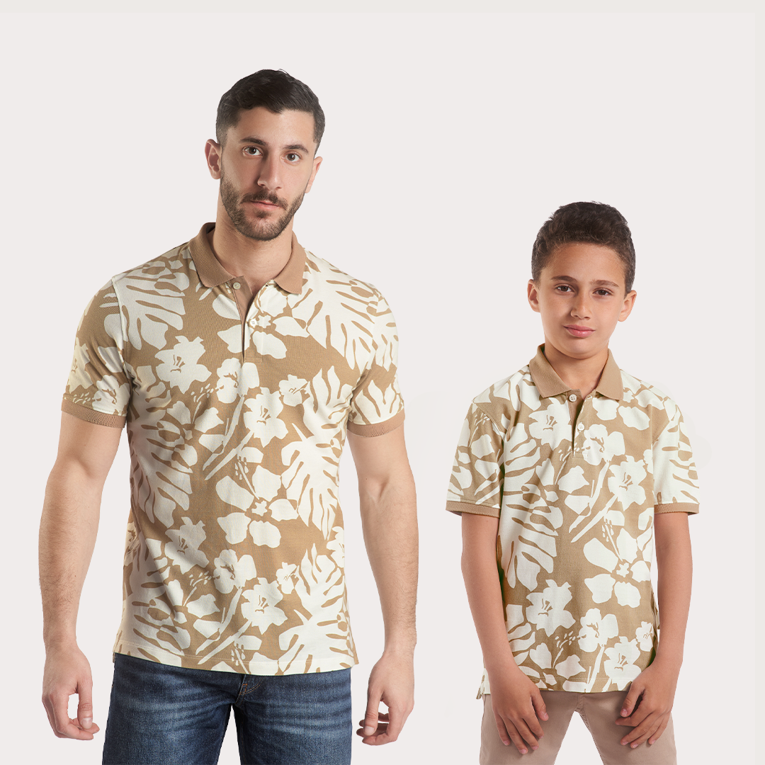 "Hawaiian" Printed Beige T-Shirt