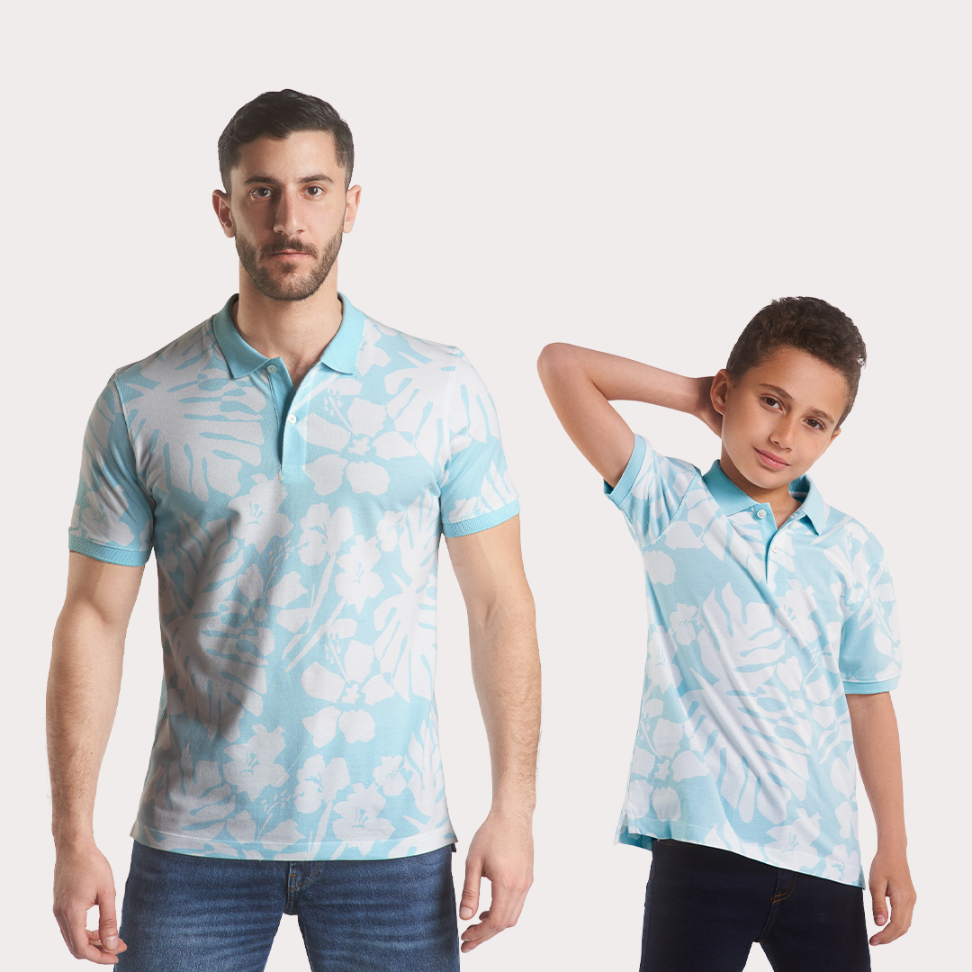"Hawaiian" Printed Light Blue T-Shirt