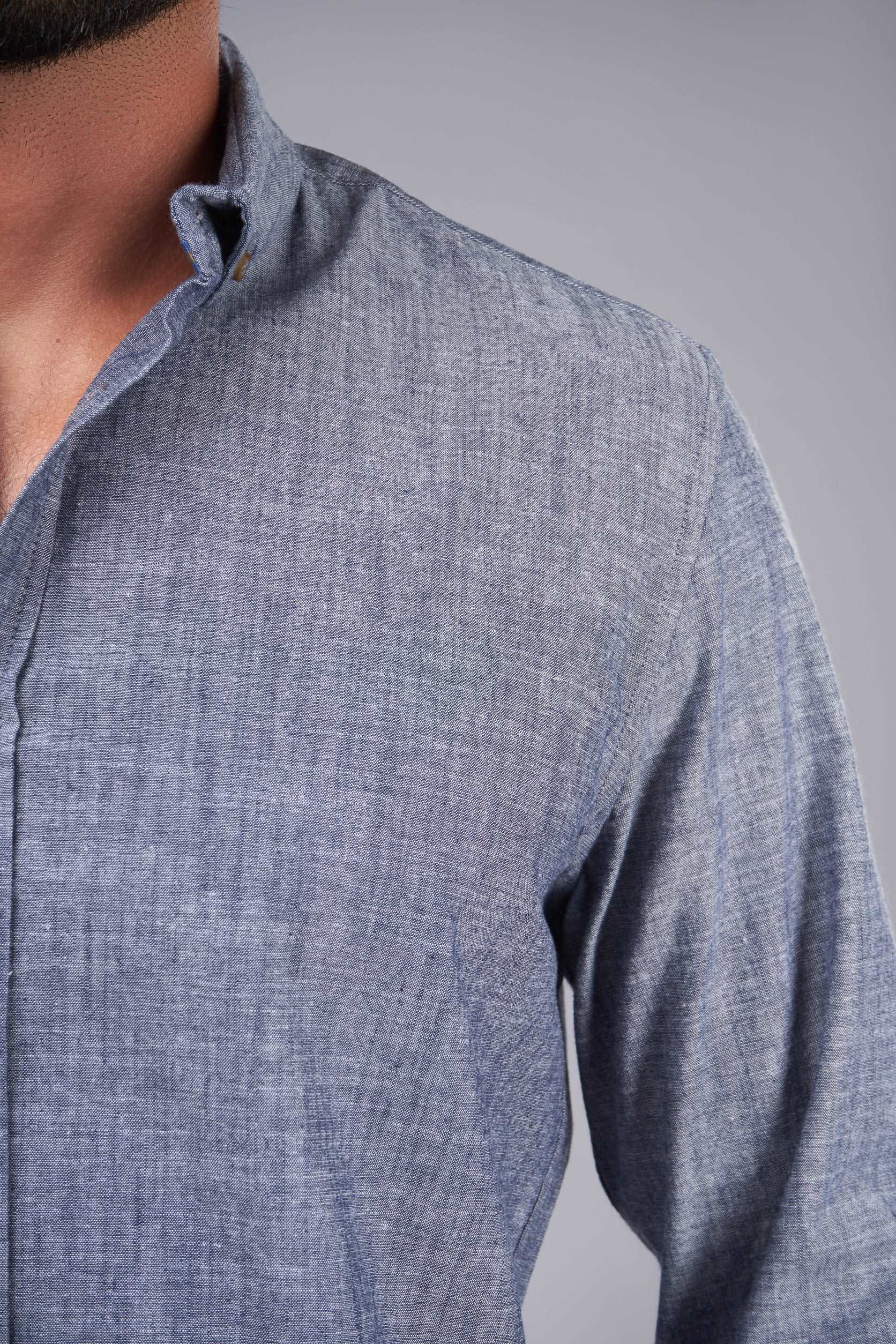 Denim Plain Long Sleeve Shirt(544)