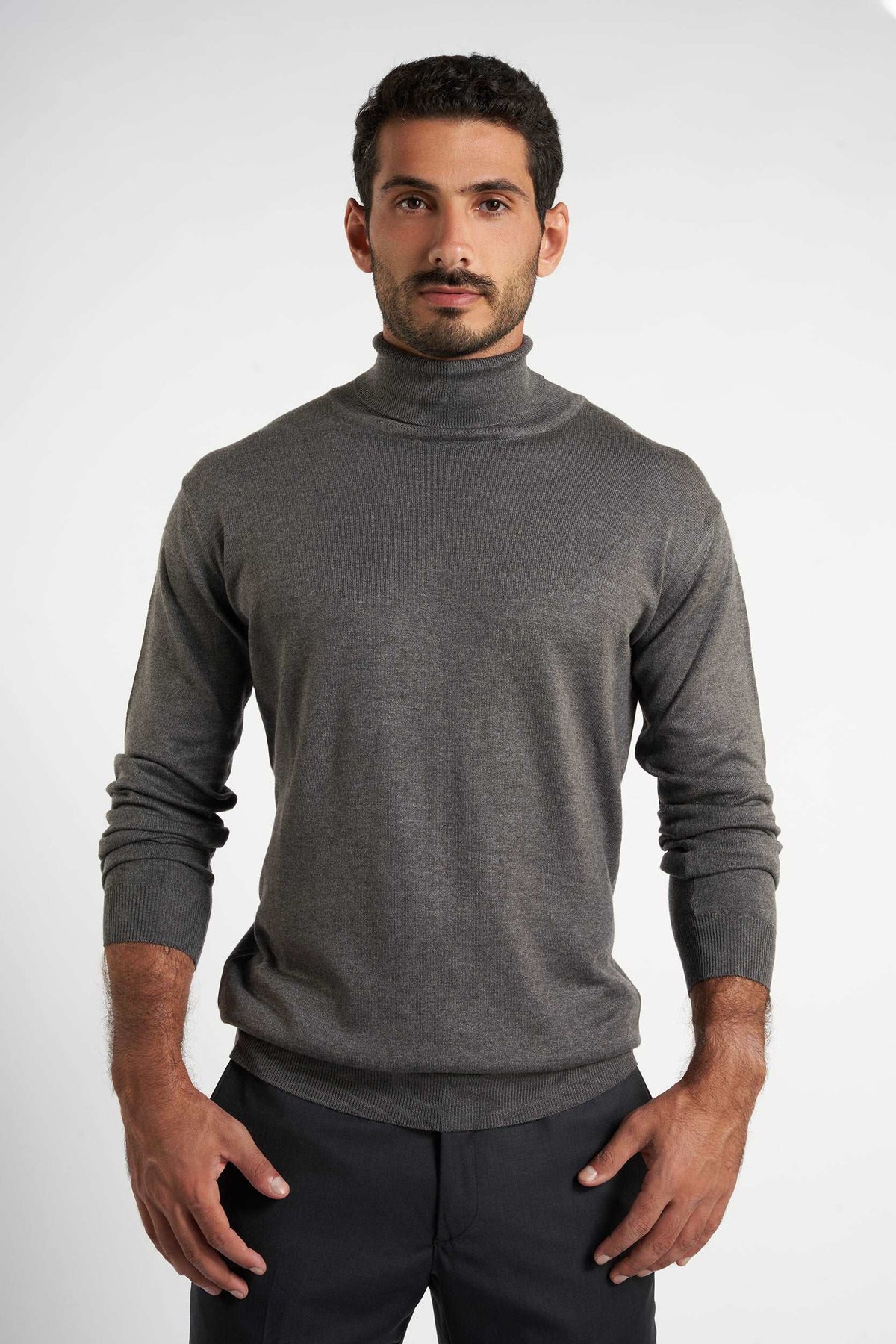 Charcoal Rounded-Neck Pullover