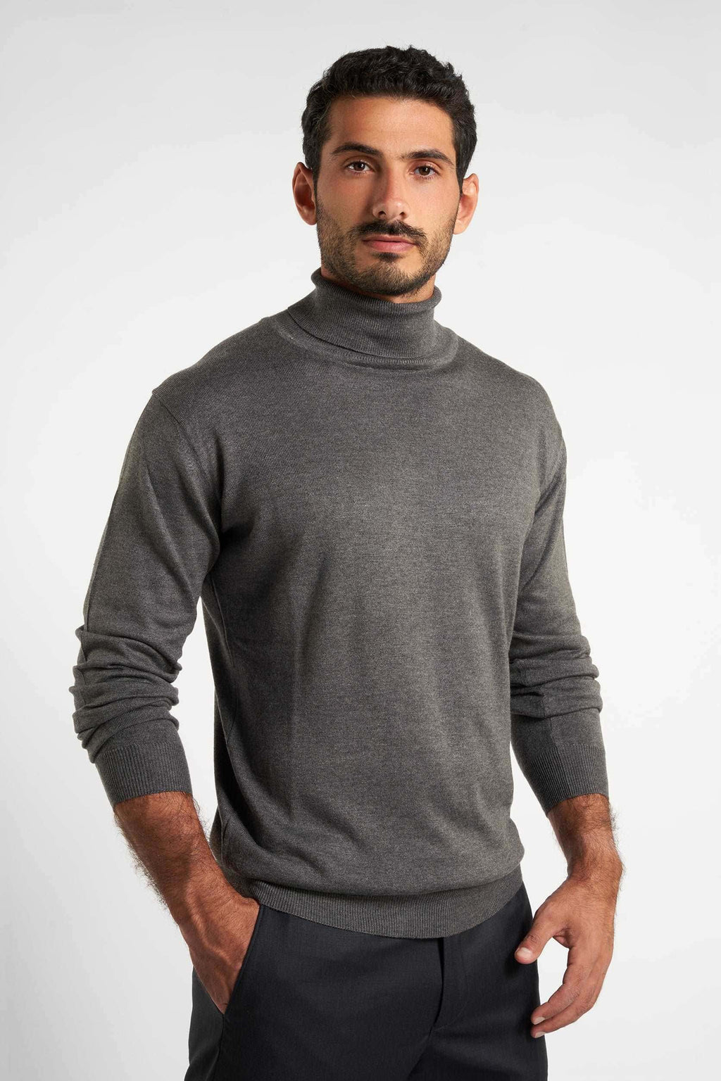 Charcoal Rounded-Neck Pullover