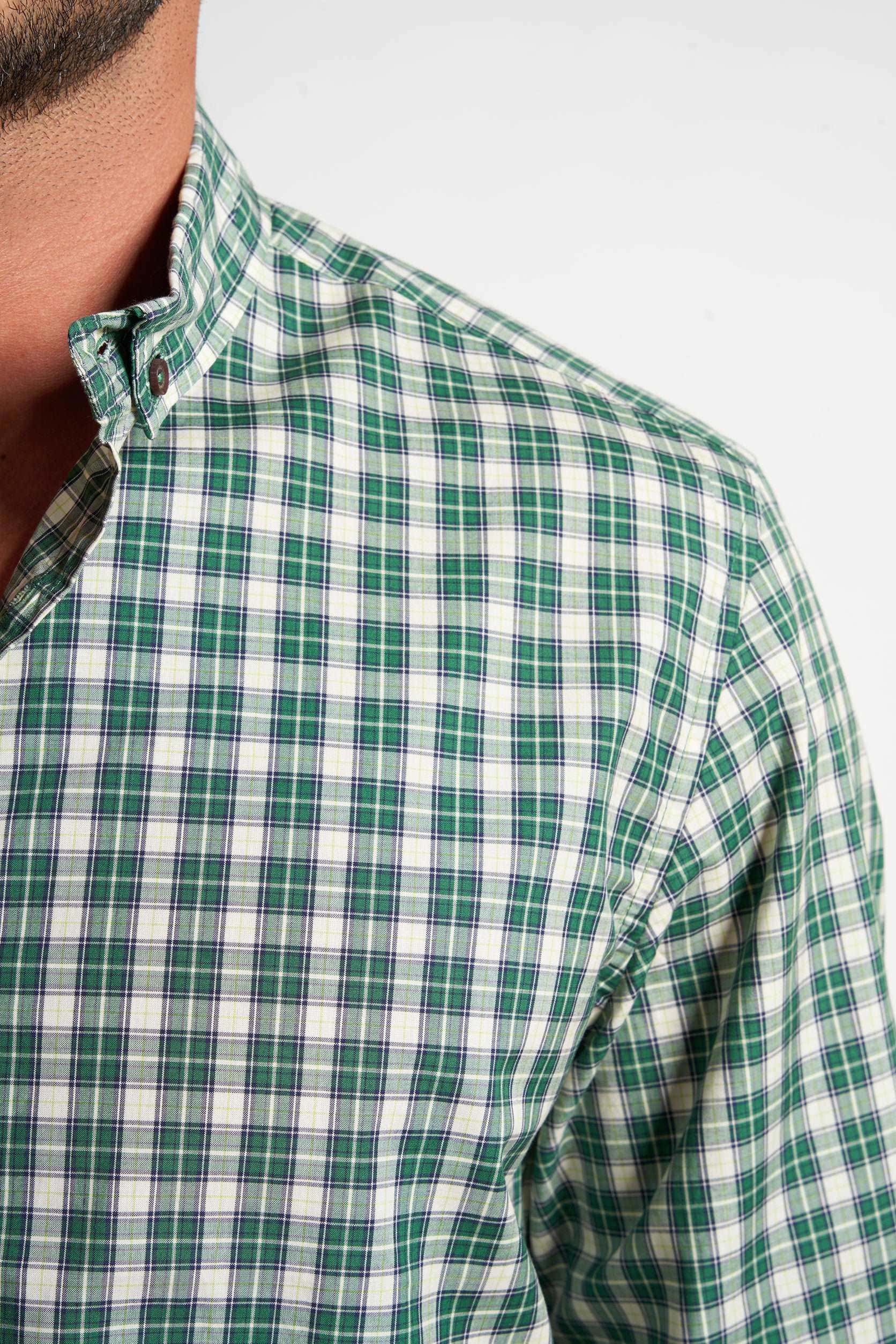 قميص قطن كاروهات أخضر Secondary image