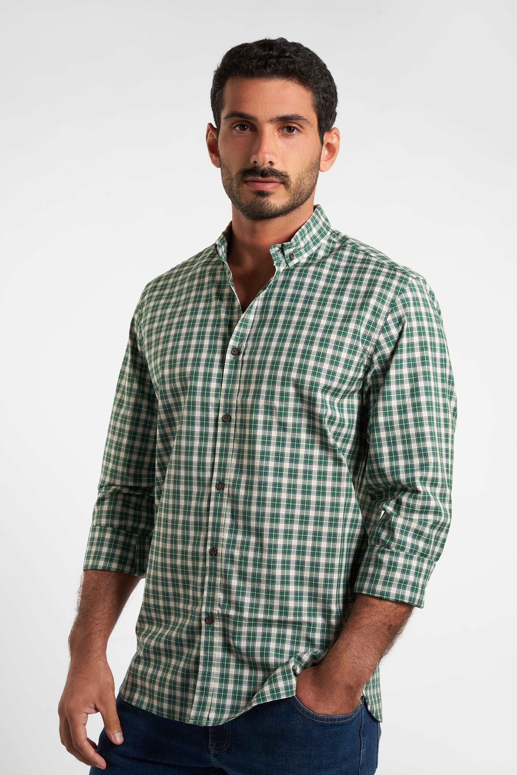 Green Checks Cotton Shirt(539)