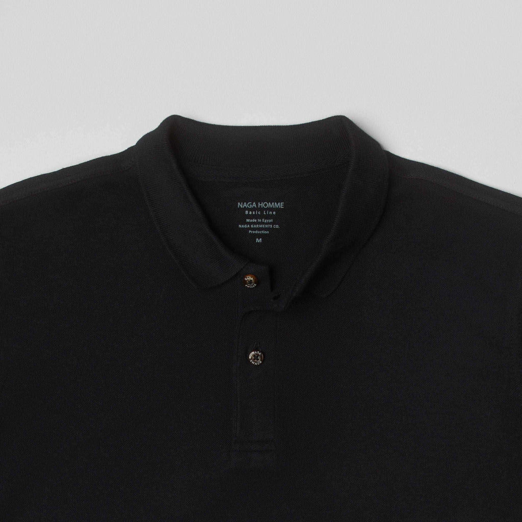 Black Plain Short Sleeves Polo(01)