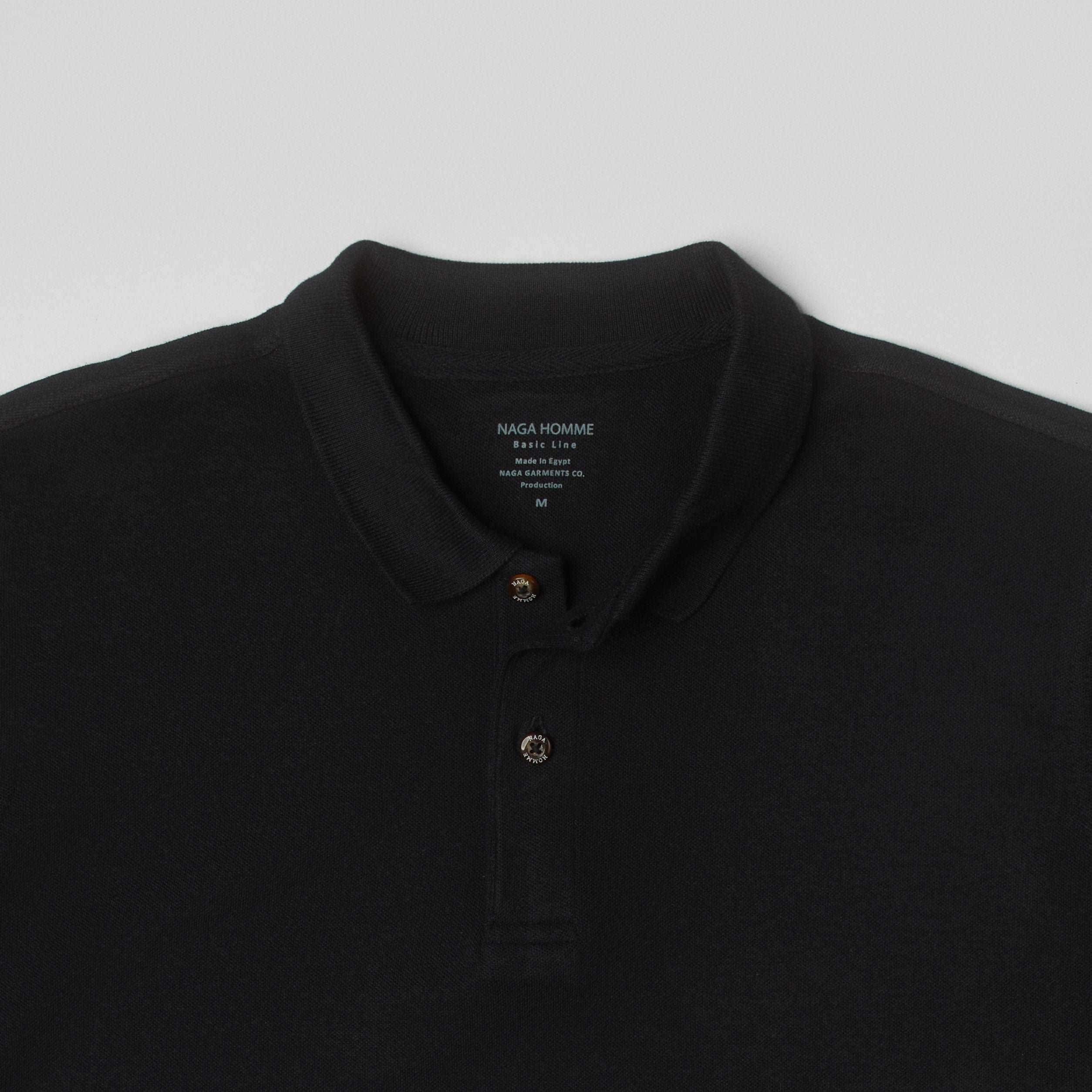 Black Plain Short Sleeves Polo(01)