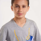 Boys V-neck Printed T-Shirts grey chanee(23) - nagahomme
