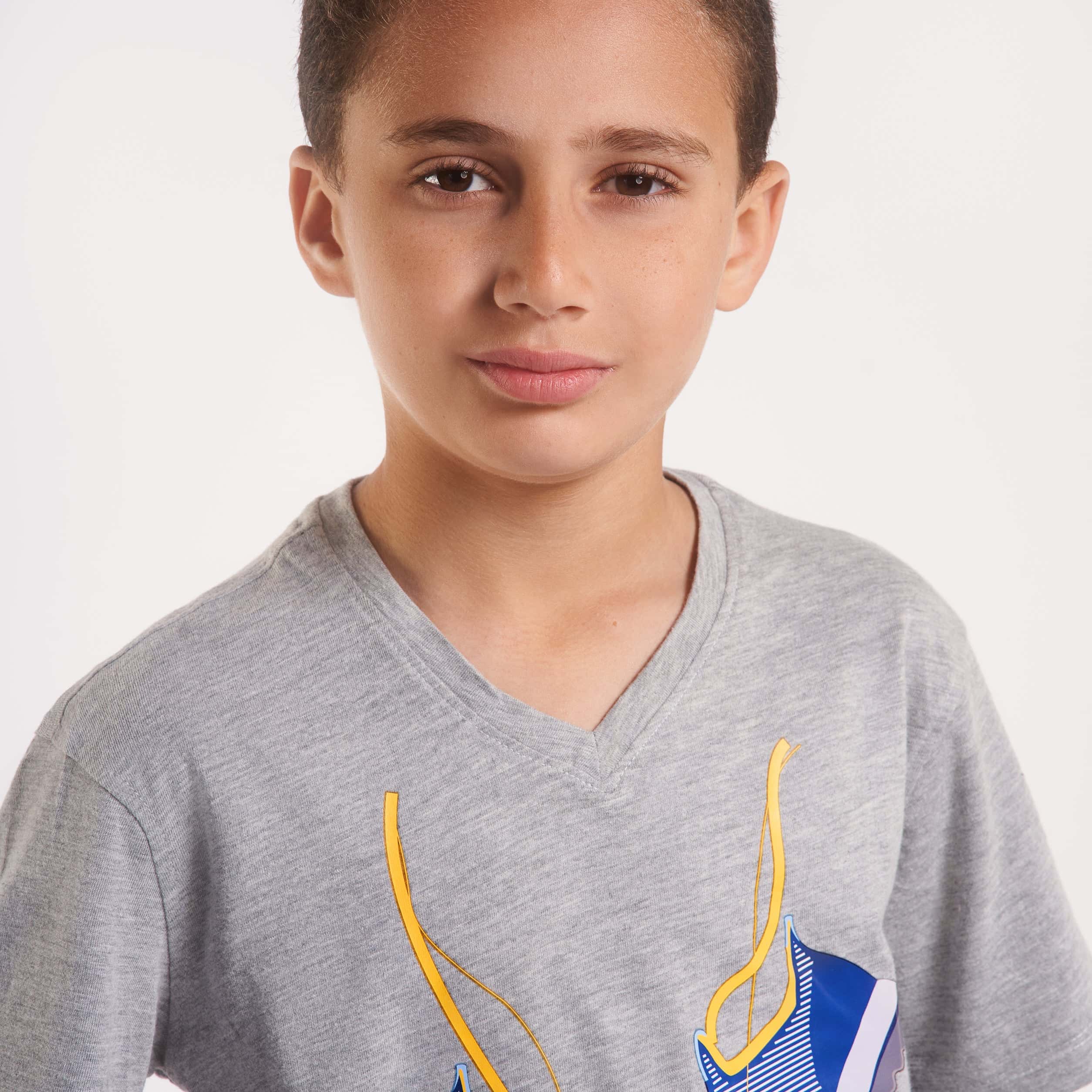 Boys V-neck Printed T-Shirts grey chanee(23) - nagahomme