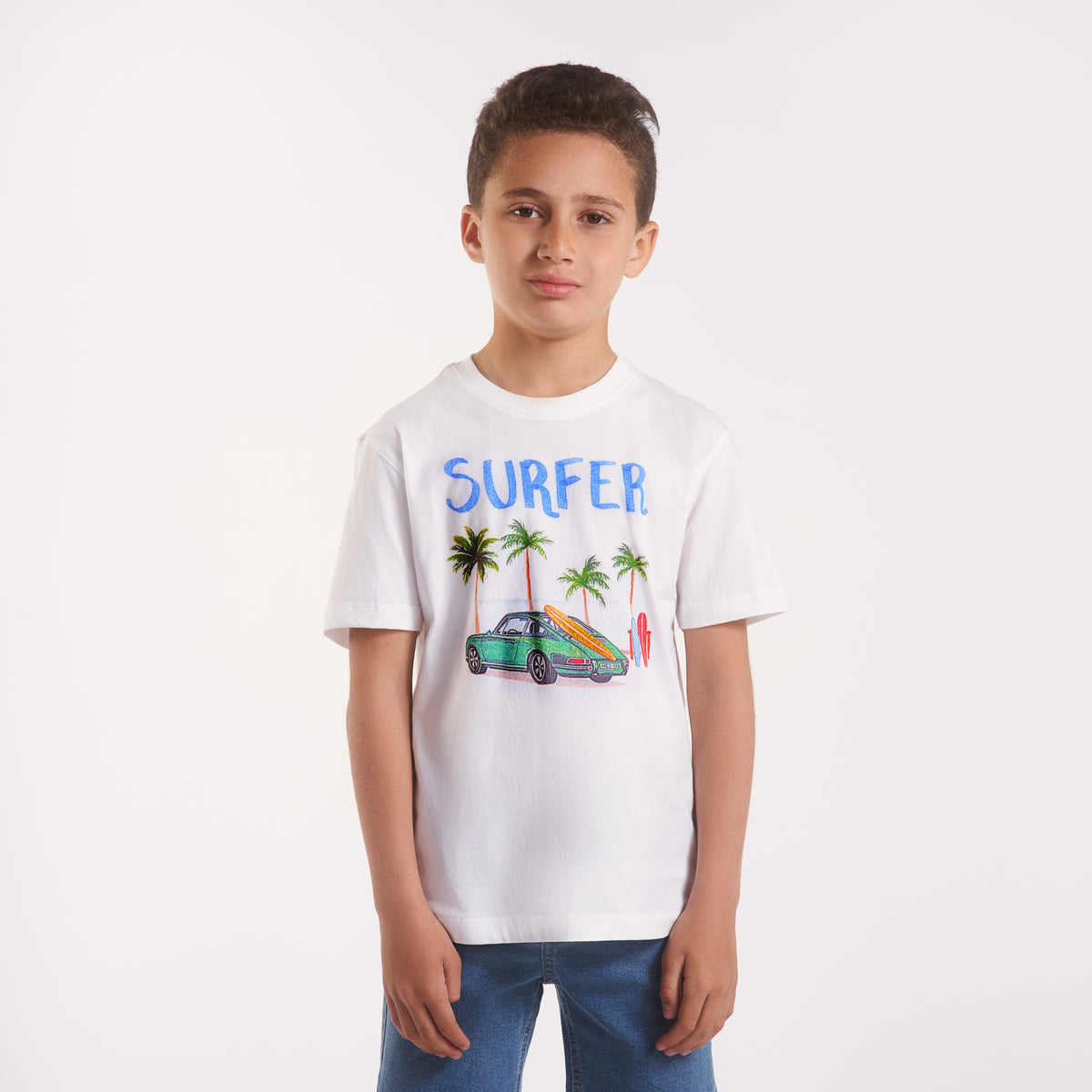 Round neck Printed boys T-Shirts white(34)